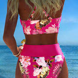 Lorena - Bikiny s kontrastním květinovým vzorem a rozparkem