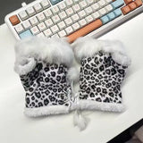 Leopardí vzorované teplé rukavice