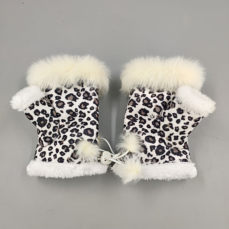 Leopardí vzorované teplé rukavice