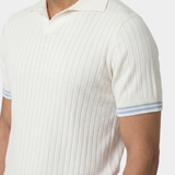 Polo Pierre Ivory s Ribbovaným Vzorem bez Knoflíků