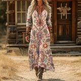 Maria - Vintage inspirované dlouhé rukávy casual šaty