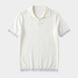 Polo Pierre Ivory s Ribbovaným Vzorem bez Knoflíků