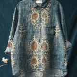 Diana - Vintage Casual Shirt with Ethnic Floral Pattern