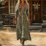 Maria - Vintage inspirované dlouhé rukávy casual šaty