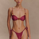 Memphis Bikini with Beads - Wine Red Top