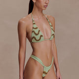 Sage Robyn Triangle Bikini Top with Beaded Details
