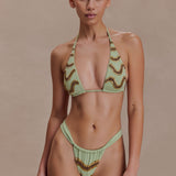 Sage Robyn Triangle Bikini Top with Beaded Details
