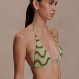 Sage Robyn Triangle Bikini Top with Beaded Details