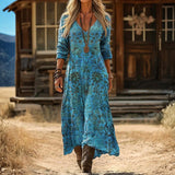 Maria - Vintage Styl Dlouhé Rukávy Casual Šaty