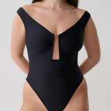 Yumi U-Wire Plunge Swimsuit - Solid Black