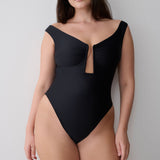Yumi U-Wire Plunge Swimsuit - Solid Black