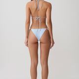 Světle modré bikini kalhotky Blossom s bočním vázáním