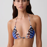 Blossom Classic Triangle Bikini Top - Blue Abstract Print