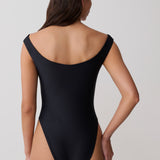 Yumi U-Wire Plunge Swimsuit - Solid Black