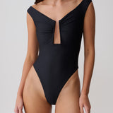 Yumi U-Wire Plunge Swimsuit - Solid Black