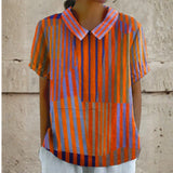 Nina - Geometric Striped Shirt