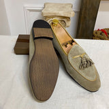 Monte-Carlo Style Suede Loafers with Pom-Pom