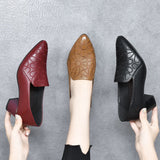 Olene - Vegan Leather Heels with Delicate Embroidery