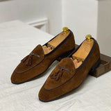 Monte-Carlo Style Suede Loafers with Pom-Pom
