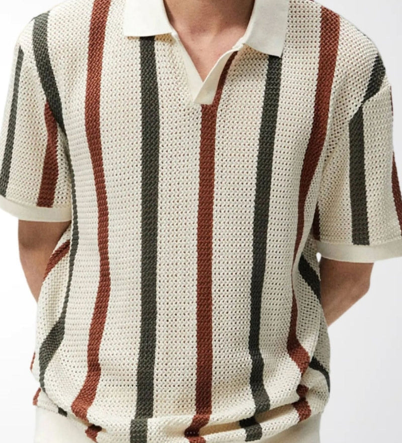 Resort Knit Stripe Polo Shirt
