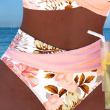 Lorena - Bikiny s kontrastním květinovým vzorem a rozparkem