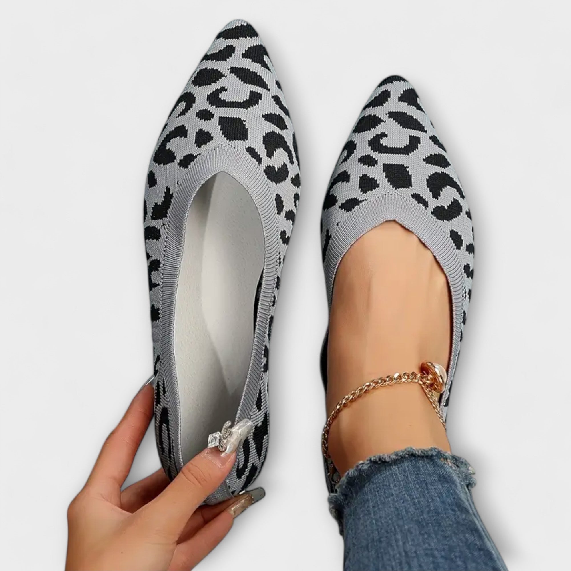 Paula - Leopardí vzorované krajkové slip-on boty