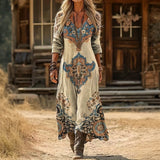 Maria - Vintage Stylové Dlouhé Rukávy Casual Šaty