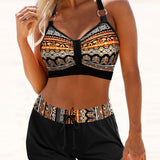 Marina - Geometric Pattern High-Waisted Bikini