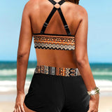 Marina - Geometric Pattern High-Waisted Bikini