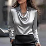 Inês - Luxusní Saténová Blůza s Elegantním Výstřihem