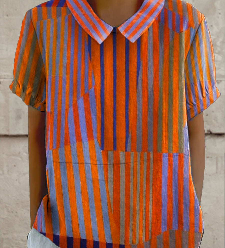 Nina - Geometric Striped Shirt