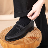 La Roche Suede Penny Loafers in Contrast