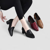 Olene - Vegan Leather Heels with Delicate Embroidery