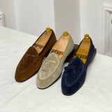 Monte-Carlo Style Suede Loafers with Pom-Pom