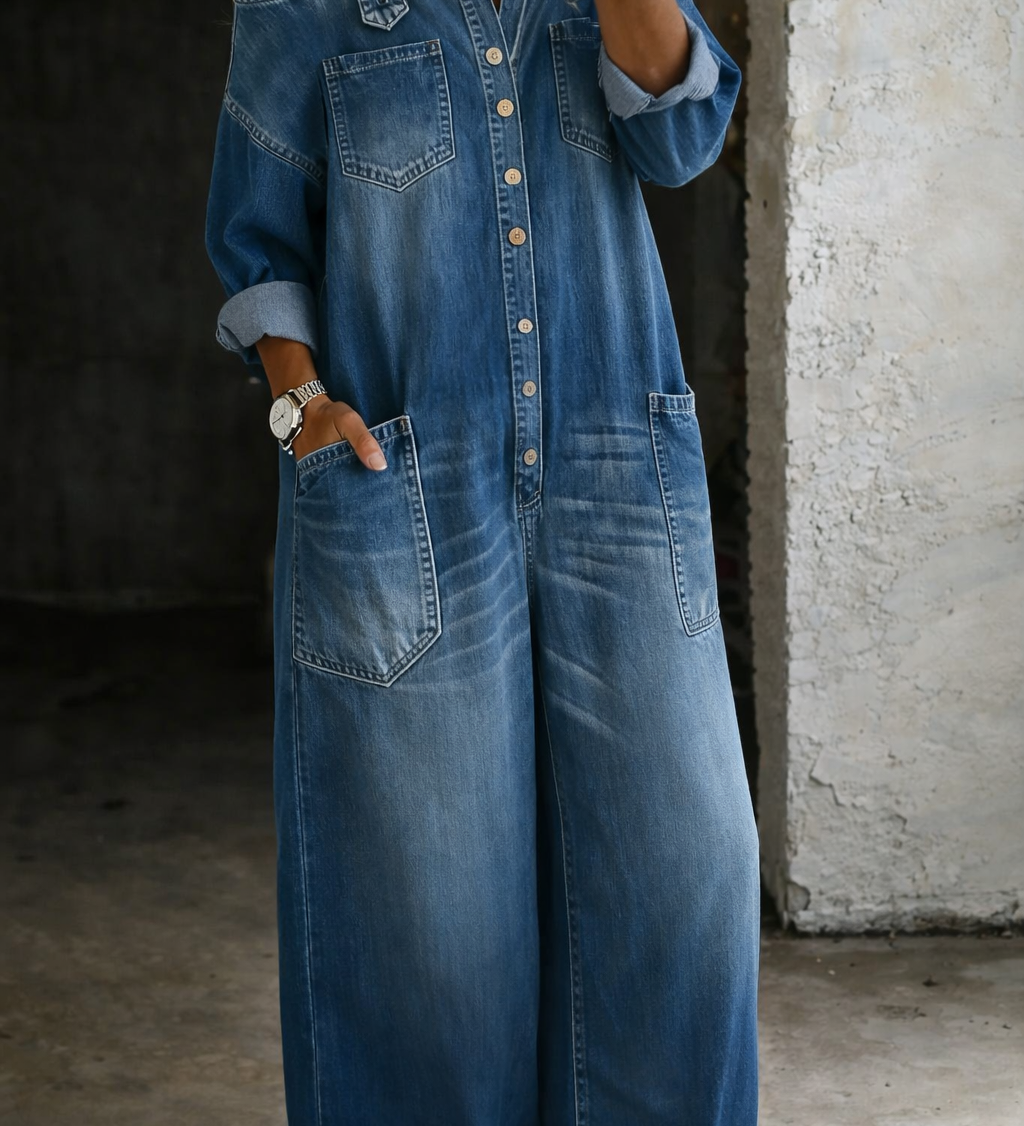 Florença - Denim Overall s Odkrytými Rameny