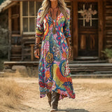 Maria - Vintage-Inspired Dlouhé Rukávy Casual Šaty