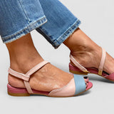 Roselina - Asymetrické růžové sandály v color-block stylu