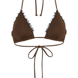 Bloom Trojúhelníkový Bikini - Čokoládová s Modrou Výšivkou