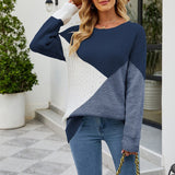 Ležérní pletený svetr s patchwork vzorem