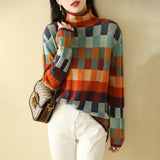 Colorful Checked Knit Sweater