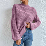 Jednobarevný ležérní pletený svetr