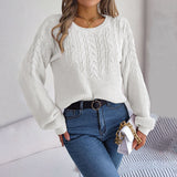 Casual Sweater with Knit Pattern