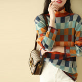 Colorful Checked Knit Sweater