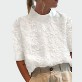 Hedvábná blůza s elegantním vysokým límcem