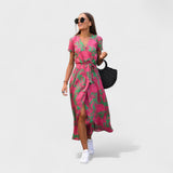 Růžové Lilie - Boho Stylové Šaty