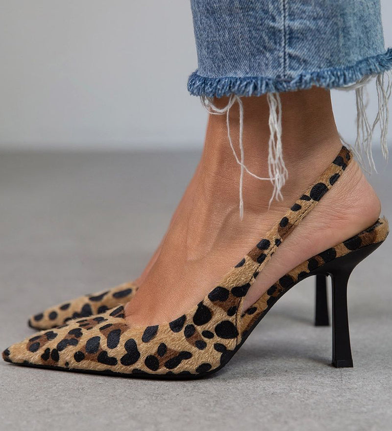 Liorina - Khaki lodičky s leopardím potiskem a špičatou špičkou