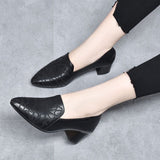 Olene - Vegan Leather Heels with Delicate Embroidery