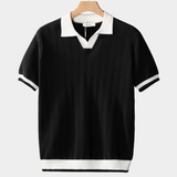 Texturované polo v kontrastní černé barvě