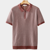 Růžové polo tričko s geometrickým vzorem