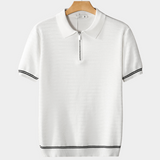 Zig-Zag Texturované Polo Tričko se Zipem